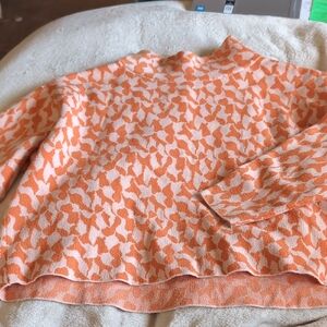Anthropologie Orange and Cream Knit Sweater